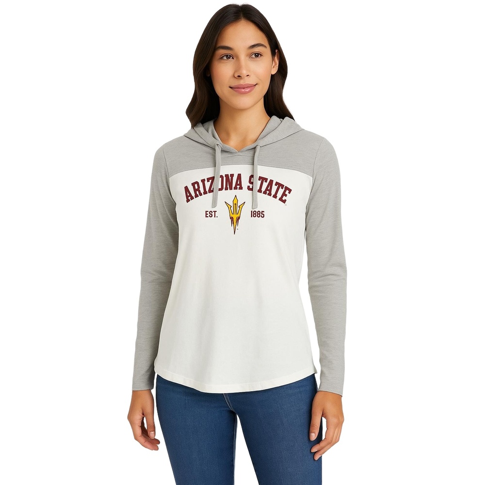 Arizona STATE UNIVERSITY‎ (ASU) Grey White Long Sleeve T-Shirt Hoodie Womens 2X